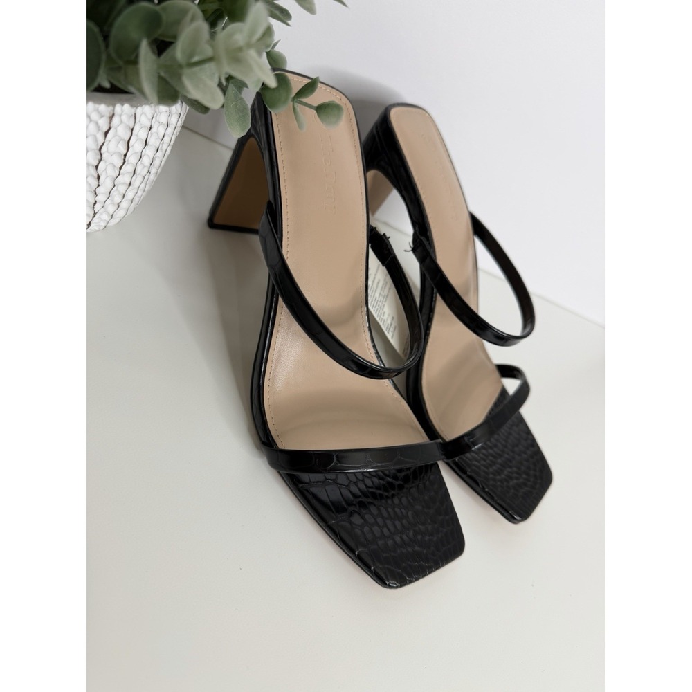 NWT The Drop Avery Square Toe Two Strap Heeled‎ Sandal Black Size 7.5 Workwear - Picture 3 of 11